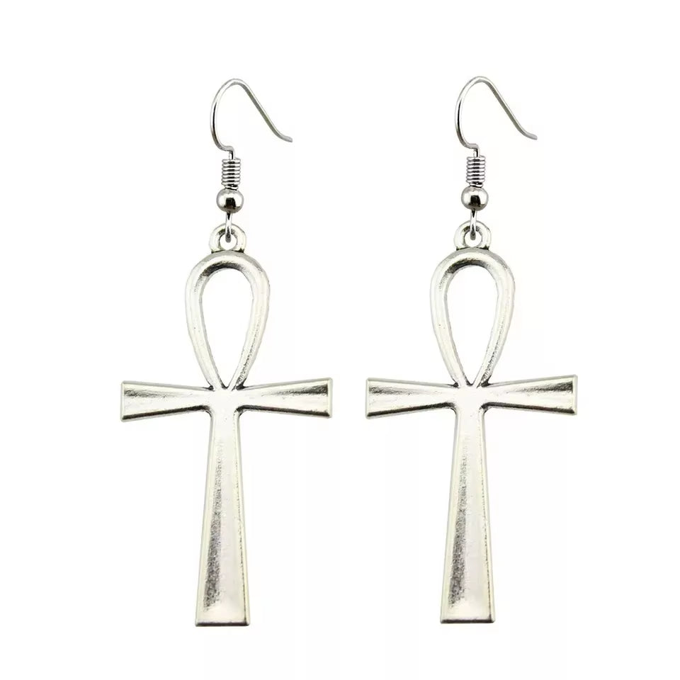 Egyptian Big Ankh Crosses Drop & Dangle Earrings for Women Vintage Jewelry Long Large Accessories Holiday Gifts