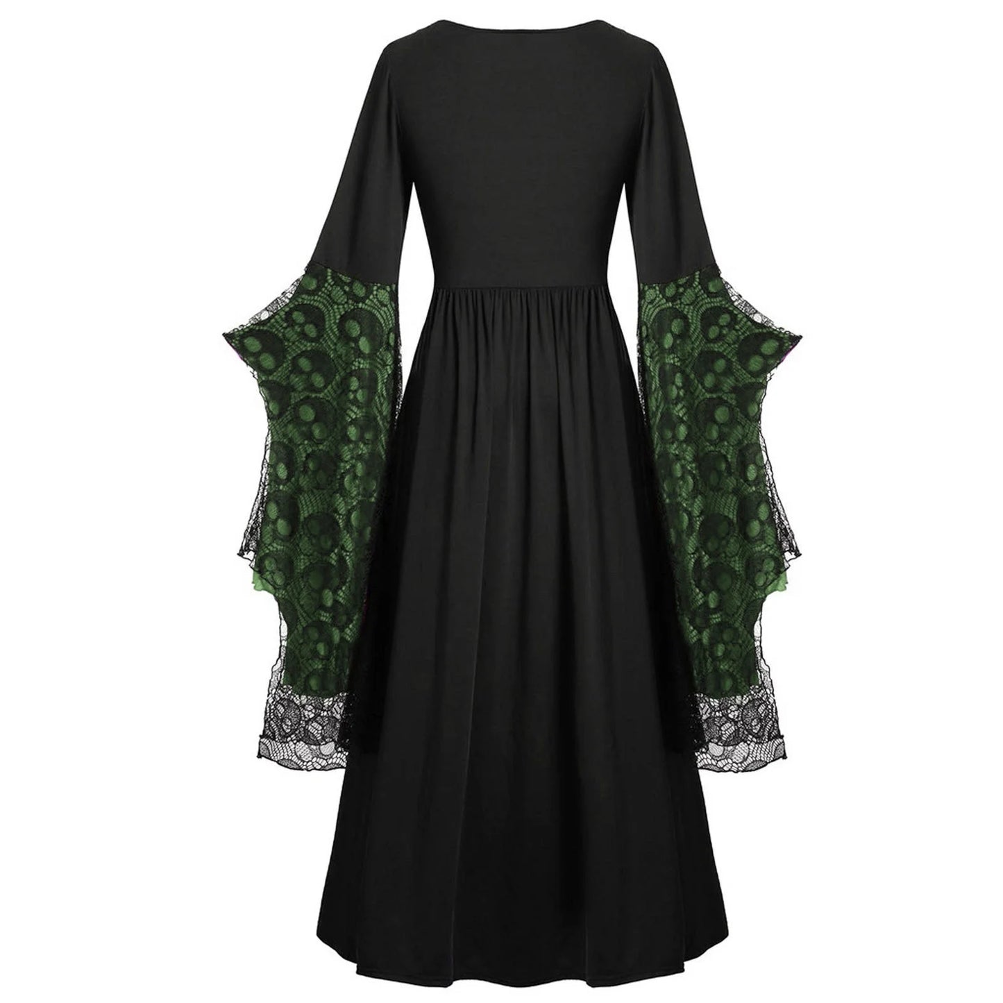 Womens Gothic Dress plus Size Flare Sleeve Dress Skull Lace Print Steampunk Dresses Cocktail Dresses Flowy Goth Corset Dress Maxi Wedding Guest Dresses and Day