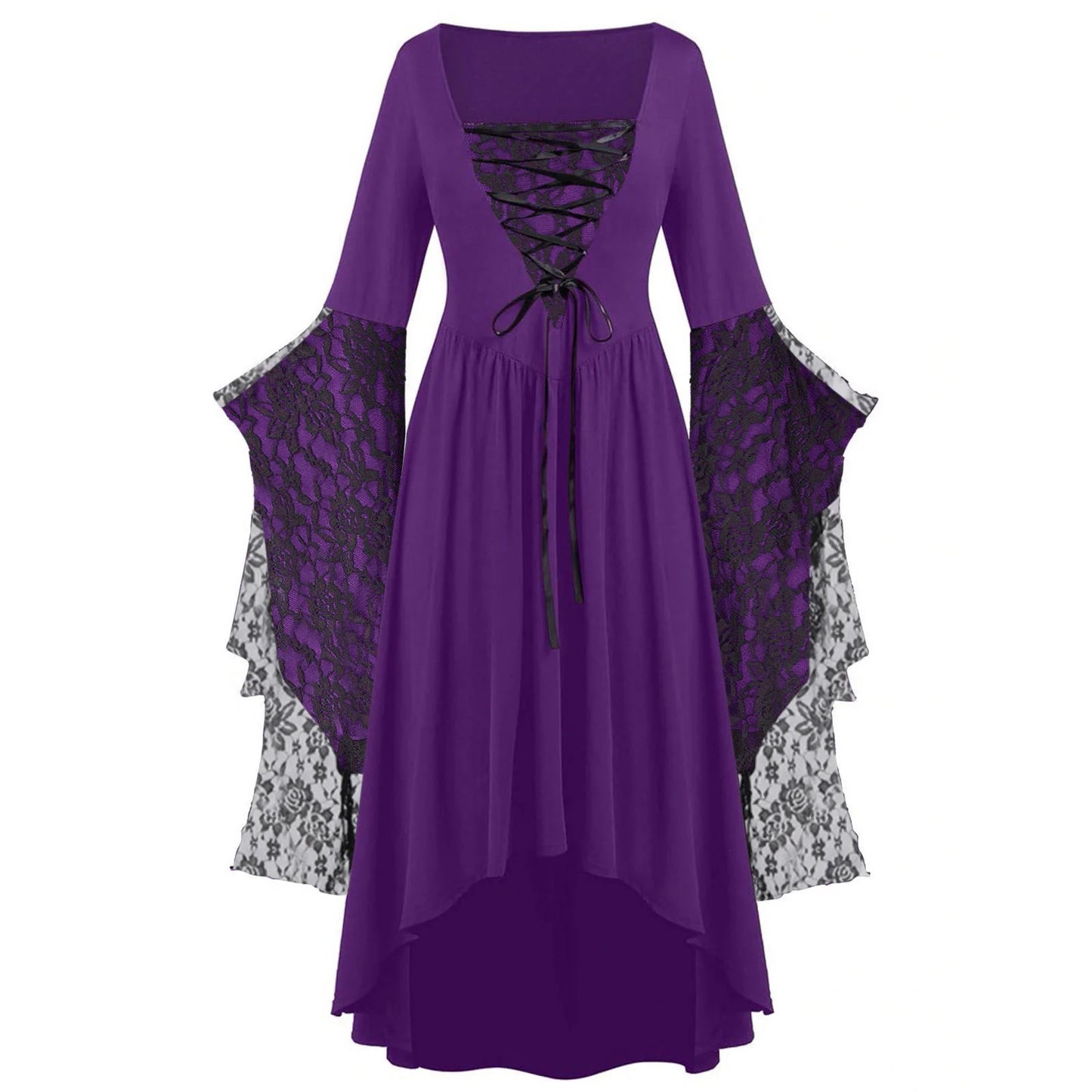 Womens Gothic Dress plus Size Flare Sleeve Dress Skull Lace Print Steampunk Dresses Dresses Flowy Goth Corset Dress Maxi Wedding Guest Dresses and Day