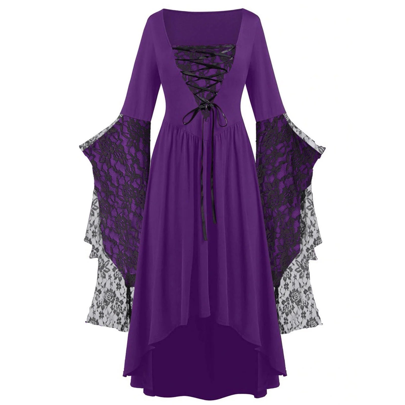 Womens Gothic Dress plus Size Flare Sleeve Dress Skull Lace Print Steampunk Dresses Dresses Flowy Goth Corset Dress Maxi Wedding Guest Dresses and Day