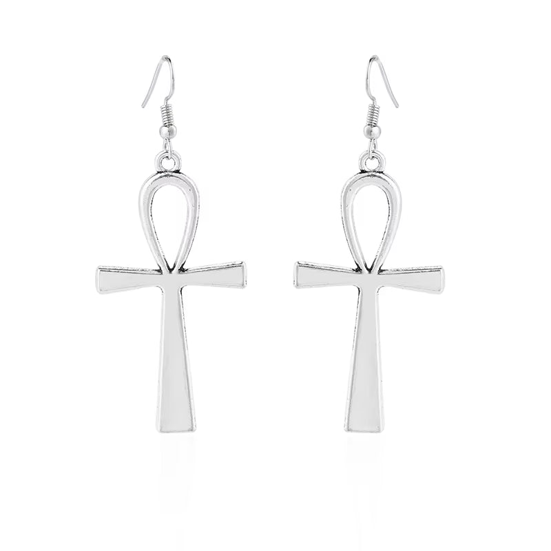 Egyptian Big Ankh Crosses Drop & Dangle Earrings for Women Vintage Jewelry Long Large Accessories Holiday Gifts