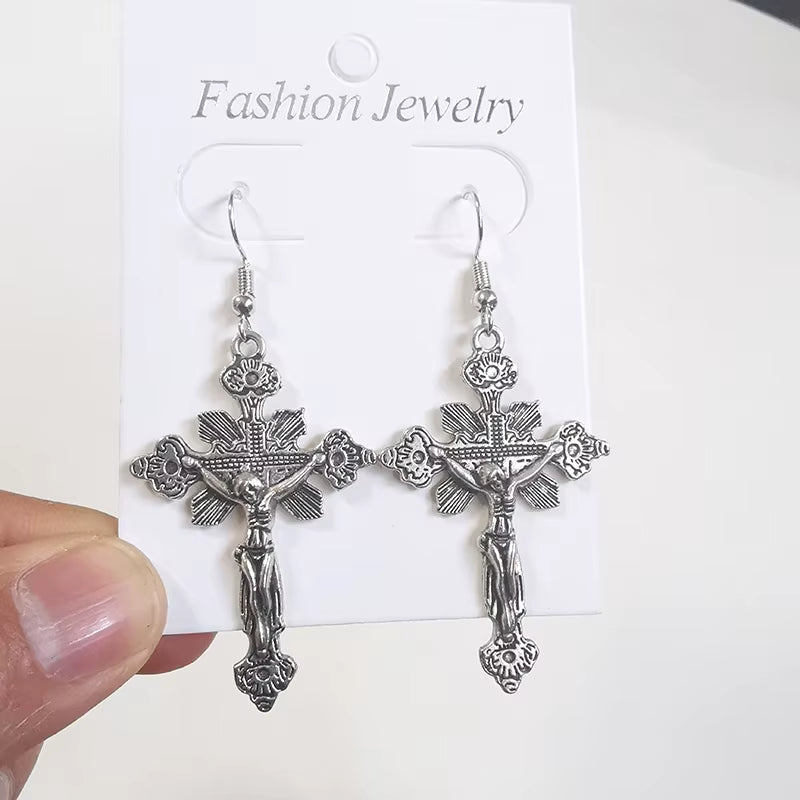 Egyptian Big Ankh Crosses Drop & Dangle Earrings for Women Vintage Jewelry Long Large Accessories Holiday Gifts