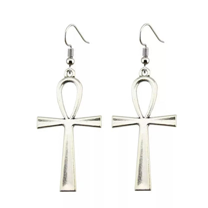 Egyptian Big Ankh Crosses Drop & Dangle Earrings for Women Vintage Jewelry Long Large Accessories Holiday Gifts
