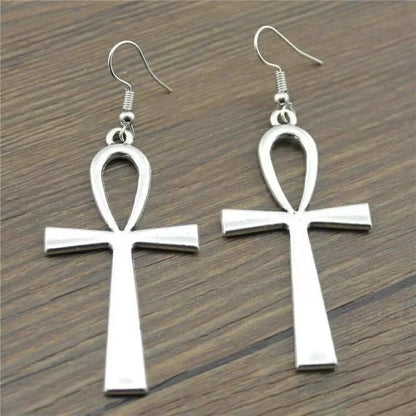 Egyptian Big Ankh Crosses Drop & Dangle Earrings for Women Vintage Jewelry Long Large Accessories Holiday Gifts
