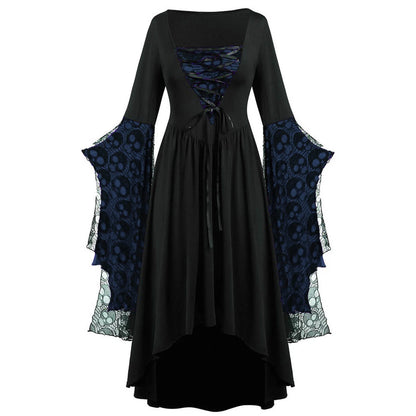 Womens Gothic Dress plus Size Flare Sleeve Dress Skull Lace Print Steampunk Dresses Cocktail Dresses Flowy Goth Corset Dress Maxi Wedding Guest Dresses up to 65% Off