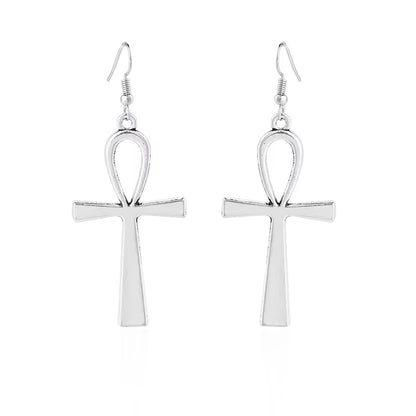 Egyptian Big Ankh Crosses Drop & Dangle Earrings for Women Vintage Jewelry Long Large Accessories Holiday Gifts