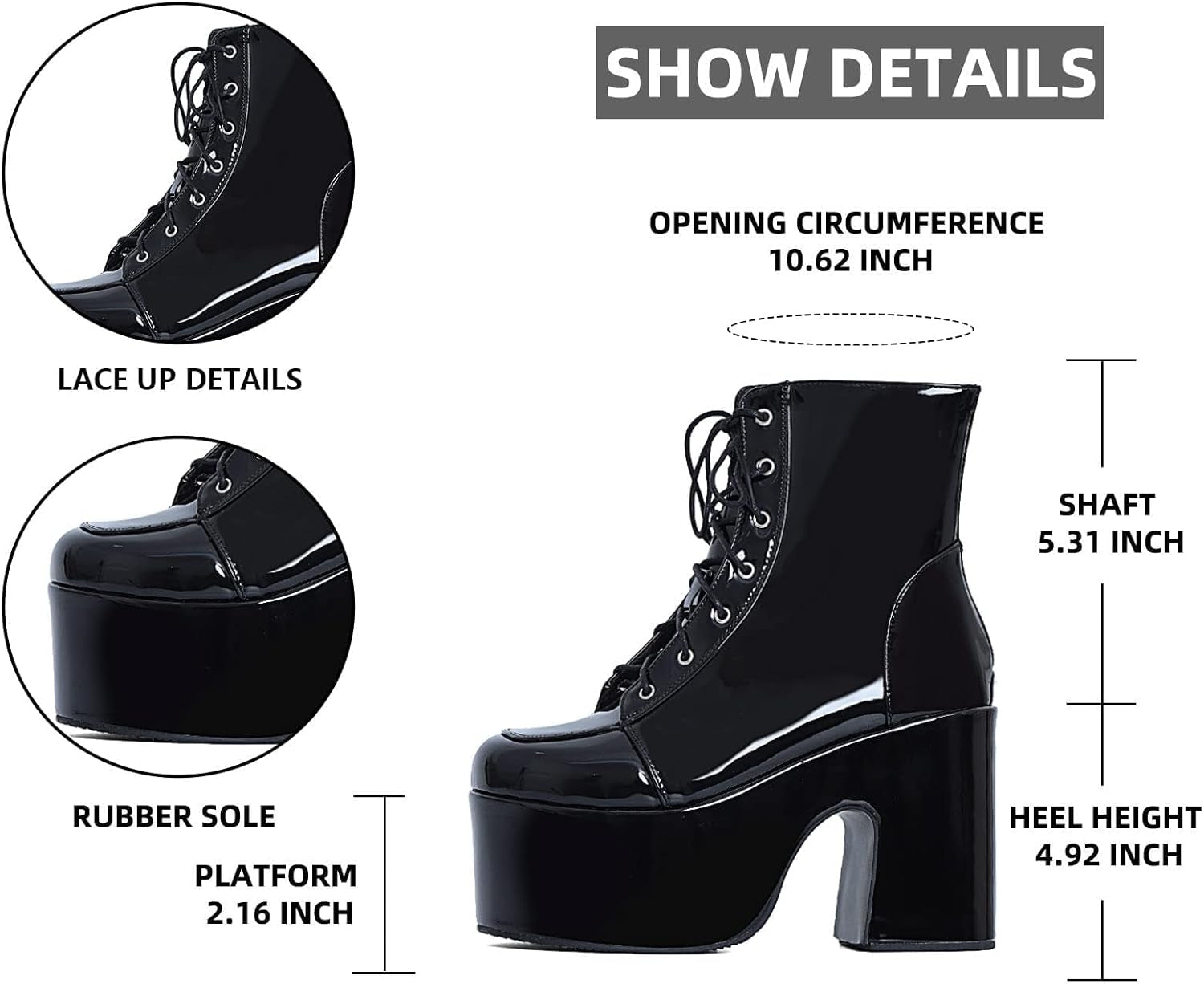 Erocalli Platform Boots Goth Boots for Women Chunky Heeled Combat Goth Boots Buckle Knight Punk Gothic Boots Lace up round Toe Ankle Booties